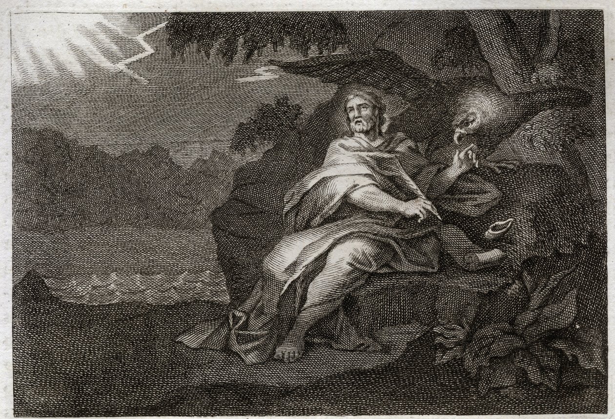 Biblia de Royaumont, Nuevo Testamento: El evangelista San Juan con el águila. Ilustración de 1811. de Unknown artist