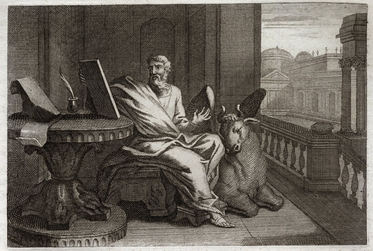 Biblia de Royaumont, Nuevo Testamento: El evangelista San Lucas con el toro. Ilustración de 1811. de Unknown artist