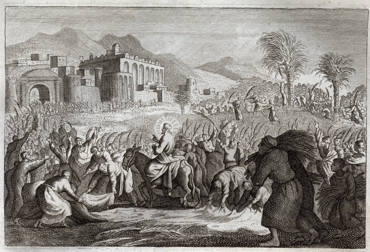 Biblia de Royaumont, Nuevo Testamento: Triunfo de Jesucristo. Entrada de Jesús en Jerusalén. Ilustración de 1811. de Unknown artist