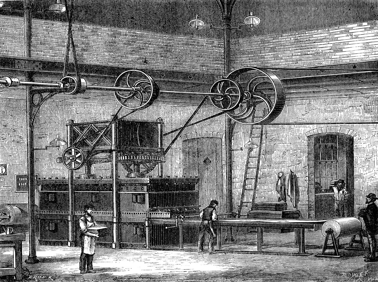 Vulcanización de caucho por sistema de vapor seco(grabado de Unknown Artist