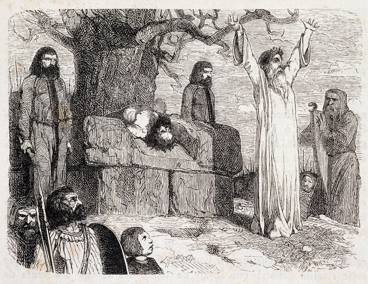 Sacrificio humano por druidas - en “La bretagne ancienne et moderne” de Pitre-Chevalier, editado por W. Coquebert de Unknown artist
