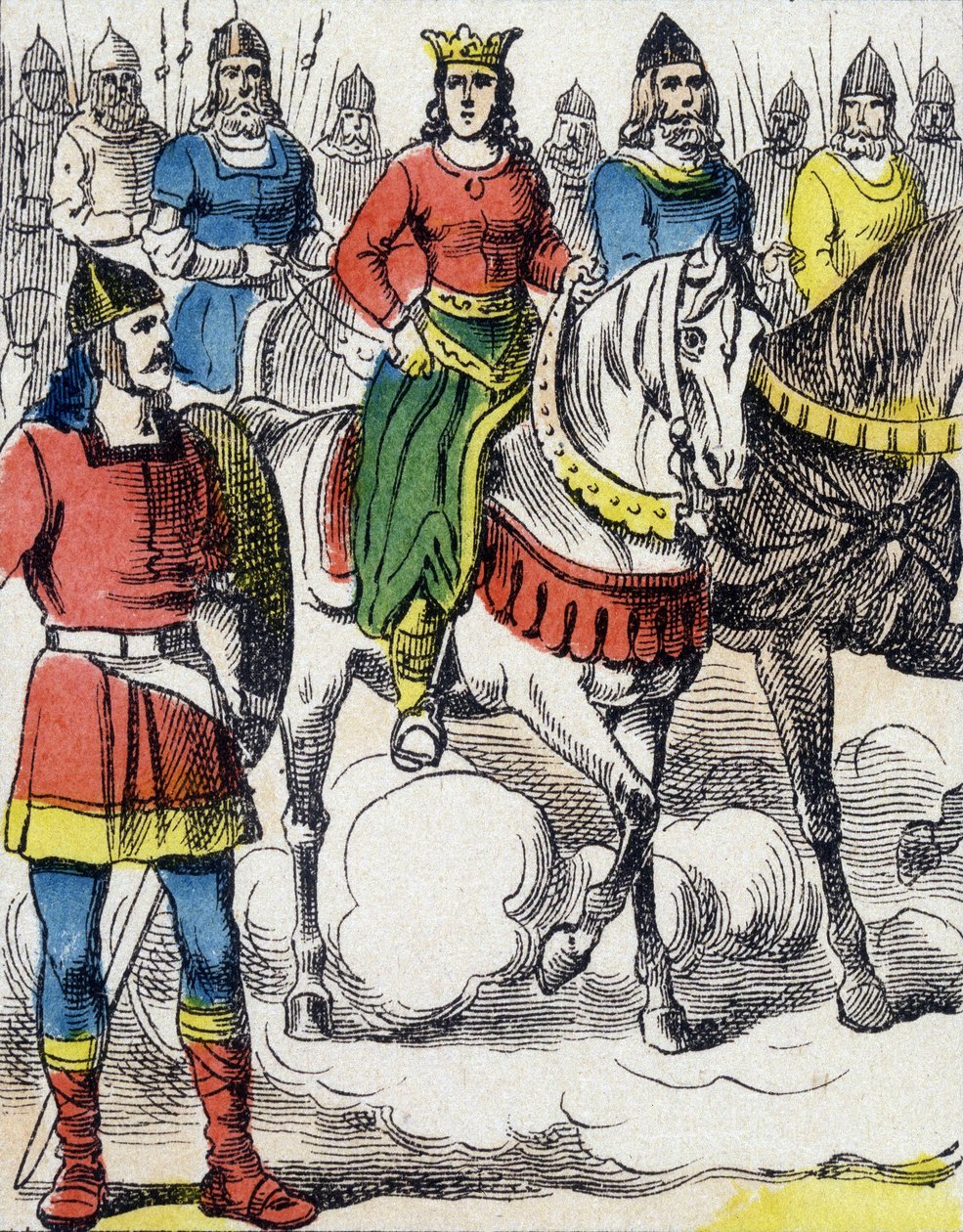 Santa Clotilde (475-545) huyó de la tutela de su tío Gondebaud, rey de los Borgoñones (480-516), quien fue el asesino de su familia. de Unknown artist