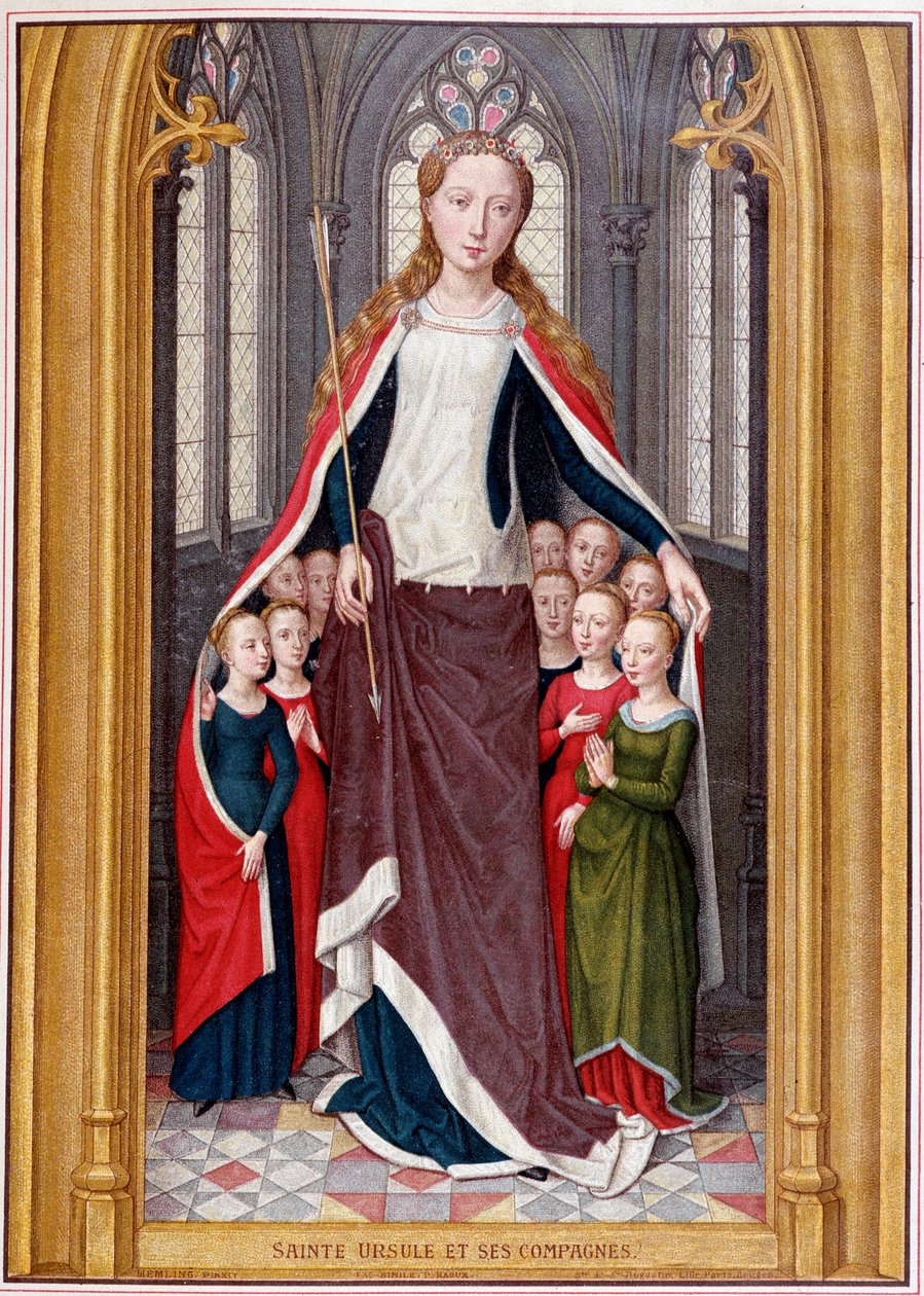 Santa Úrsula alberga a sus compañeras bajo su manto, después de la caza de Santa Úrsula, Brujas, Memling de Unknown artist