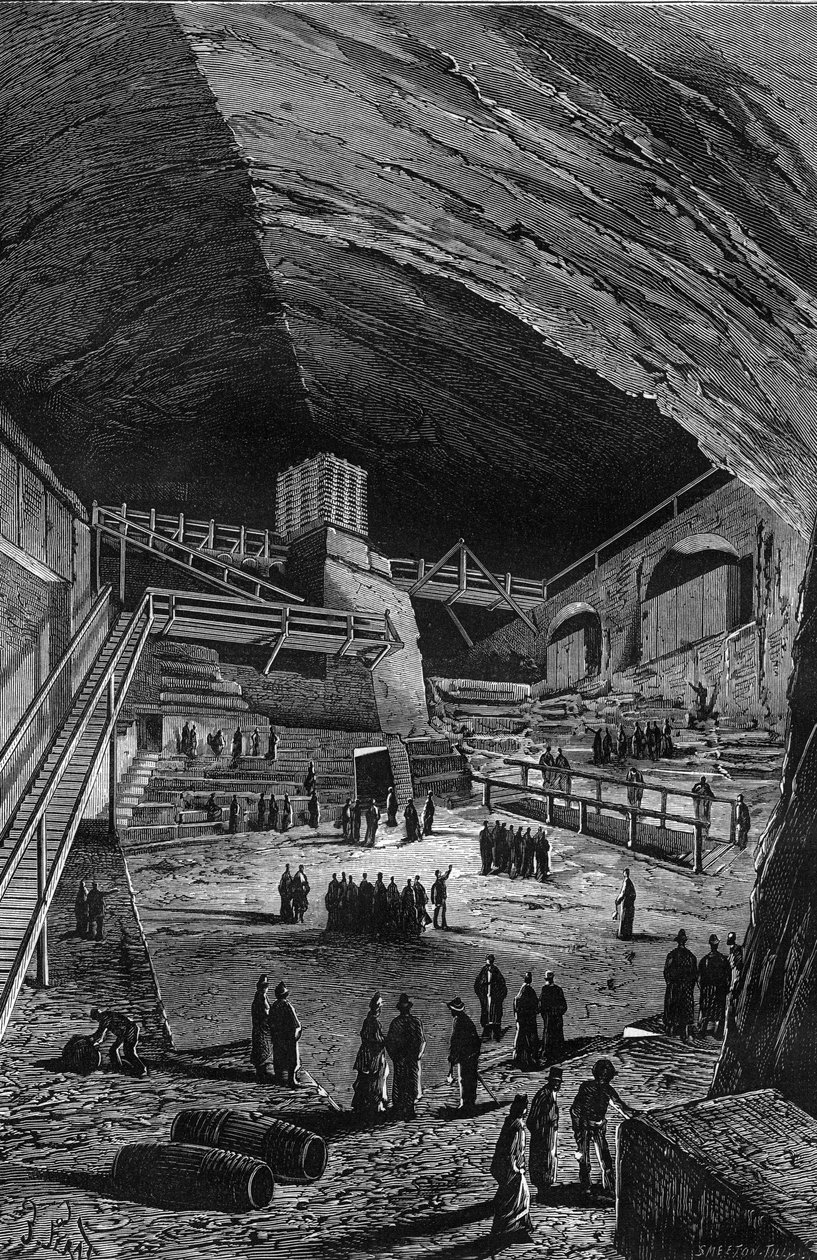 Minas de sal de Wieliczka, Polonia. Grabado en 
