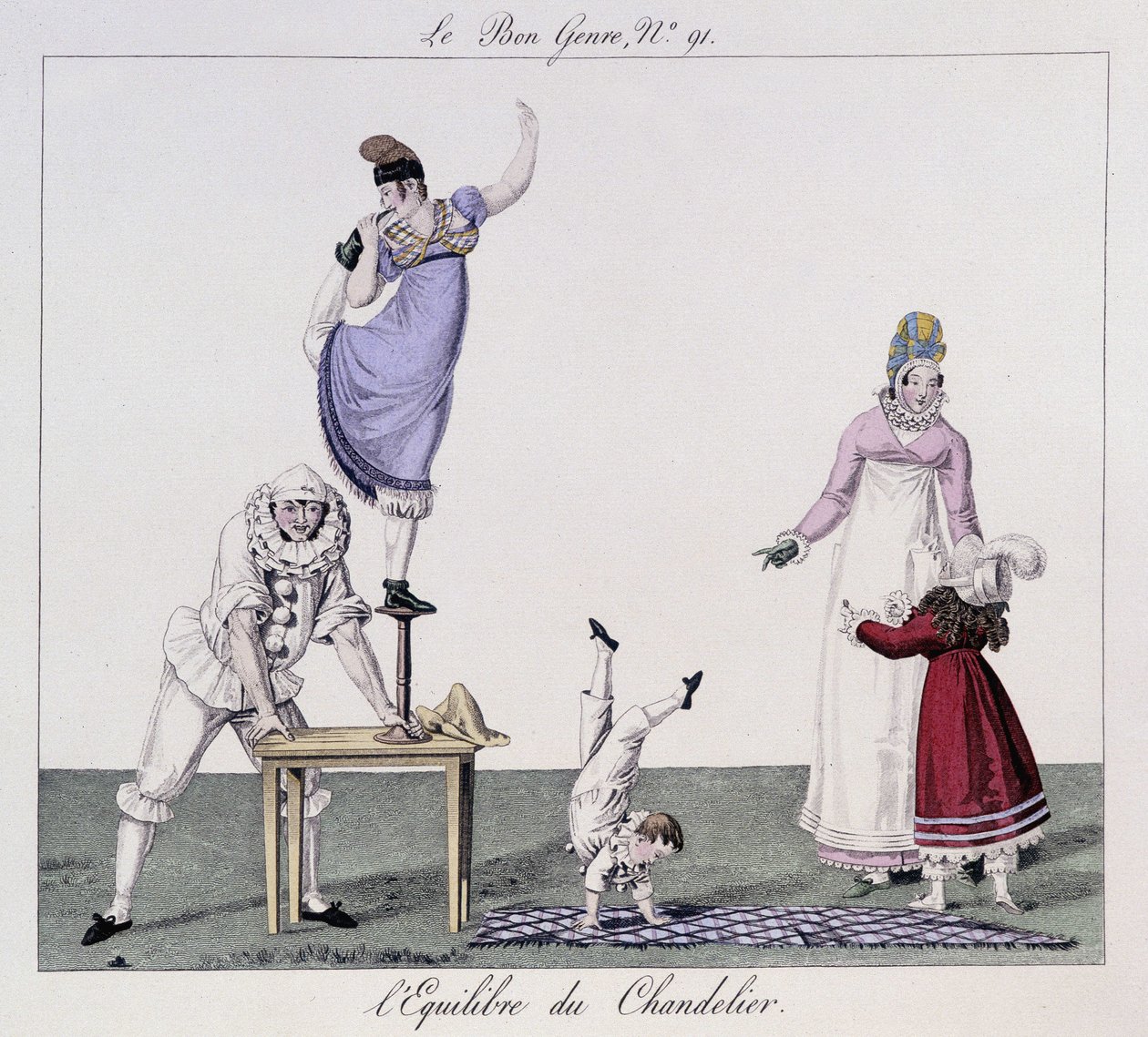 Saltimbanquis: Equilibrio del candelabro - en “The good genre”, principios del siglo XIX de Unknown artist