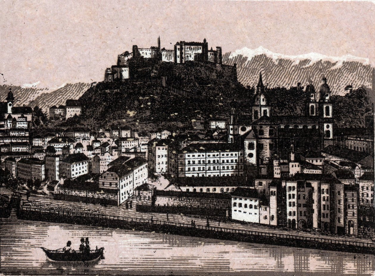 Región de Salzkammergut, Austria: salzburgo desde kapuzinergarten. en "El mundo ilustrado 168 vistas" Sin fecha (finales del siglo XIX) de Unknown artist