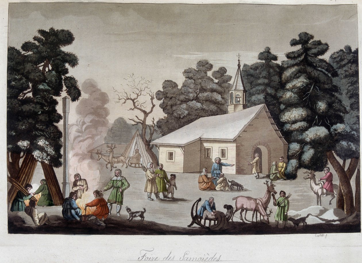 Feria Samoida en Siberia. En "El traje antiguo y moderno" de Unknown artist