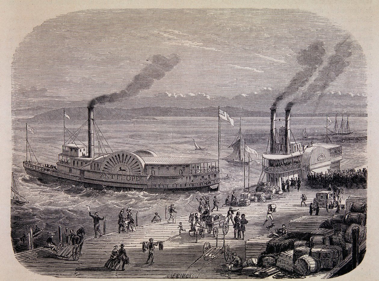 Muelles de San Francisco y barcos de ruedas de paletas (California) - en "Tour du Monde" de Unknown artist