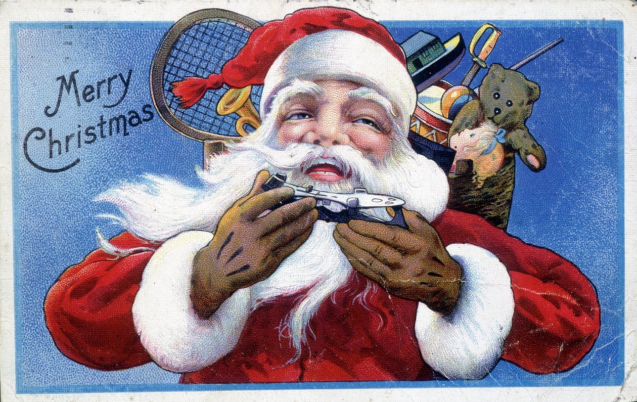 Santa Claus y su capucha de juguetes - Postal americana, finales del siglo XIX de Unknown artist