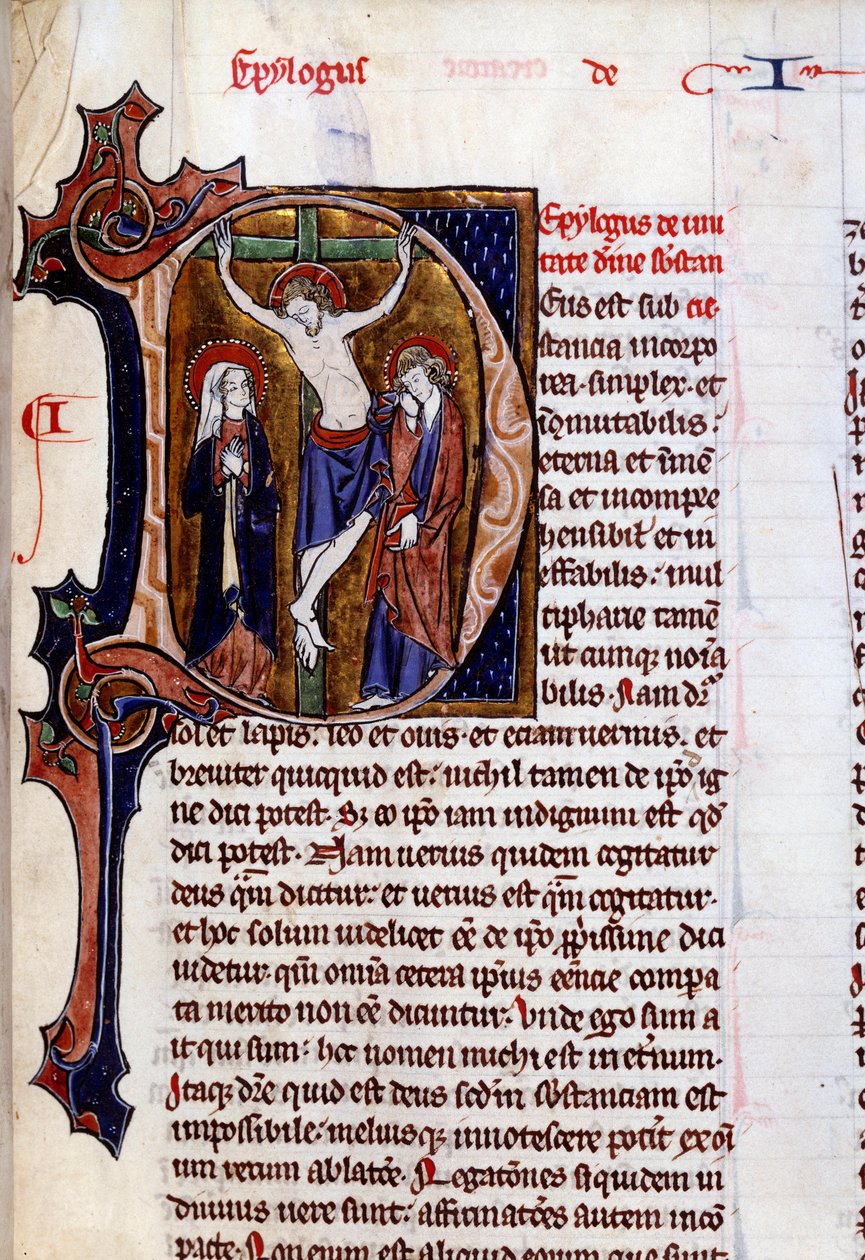 Escena de crucifixión en un membrete (letra D) de Unknown artist