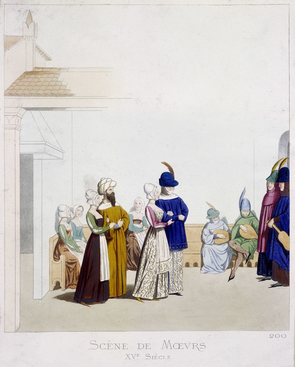 Escena de costumbres: escena de carnaval - basada en un manuscrito italiano del siglo XV, Artes Deco de Unknown artist