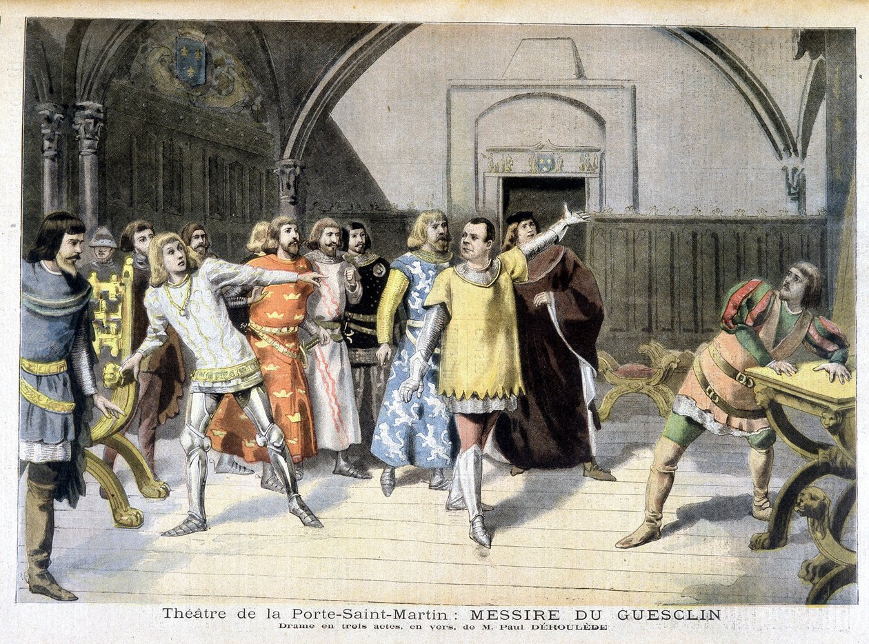Escena de la obra “Messire Du Guesclin”, drama de Paul Déleède, representada en el teatro de la Porte Saint Martin. En Le petit journal, el 03/11/1895 de Unknown artist