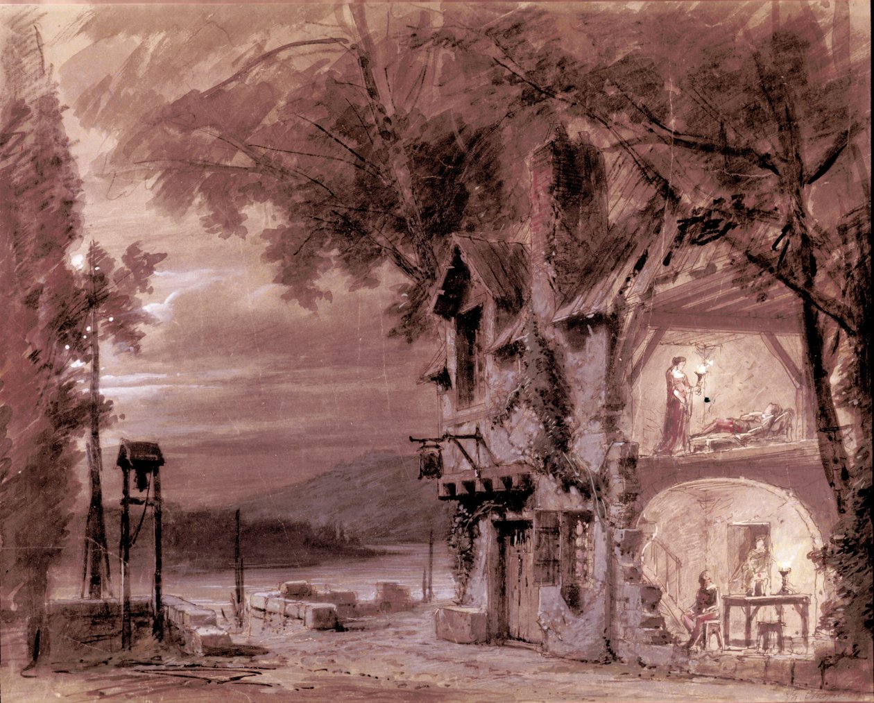 Escenografía de Philippe Chaperon para la ópera “Rigoletto” del compositor italiano Giuseppe Verdi (1813-1901) para la representación en la Ópera de París de Unknown artist