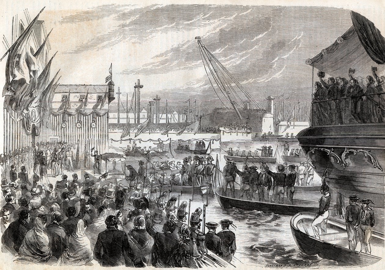 Segunda Guerra de Independencia Italiana, Campaña Italiana de 1859: Napoleón III (1808-1873) en el Puerto de Génova 12/05/1859 - Llegada de los franceses a Génova, 12 de mayo de Unknown artist