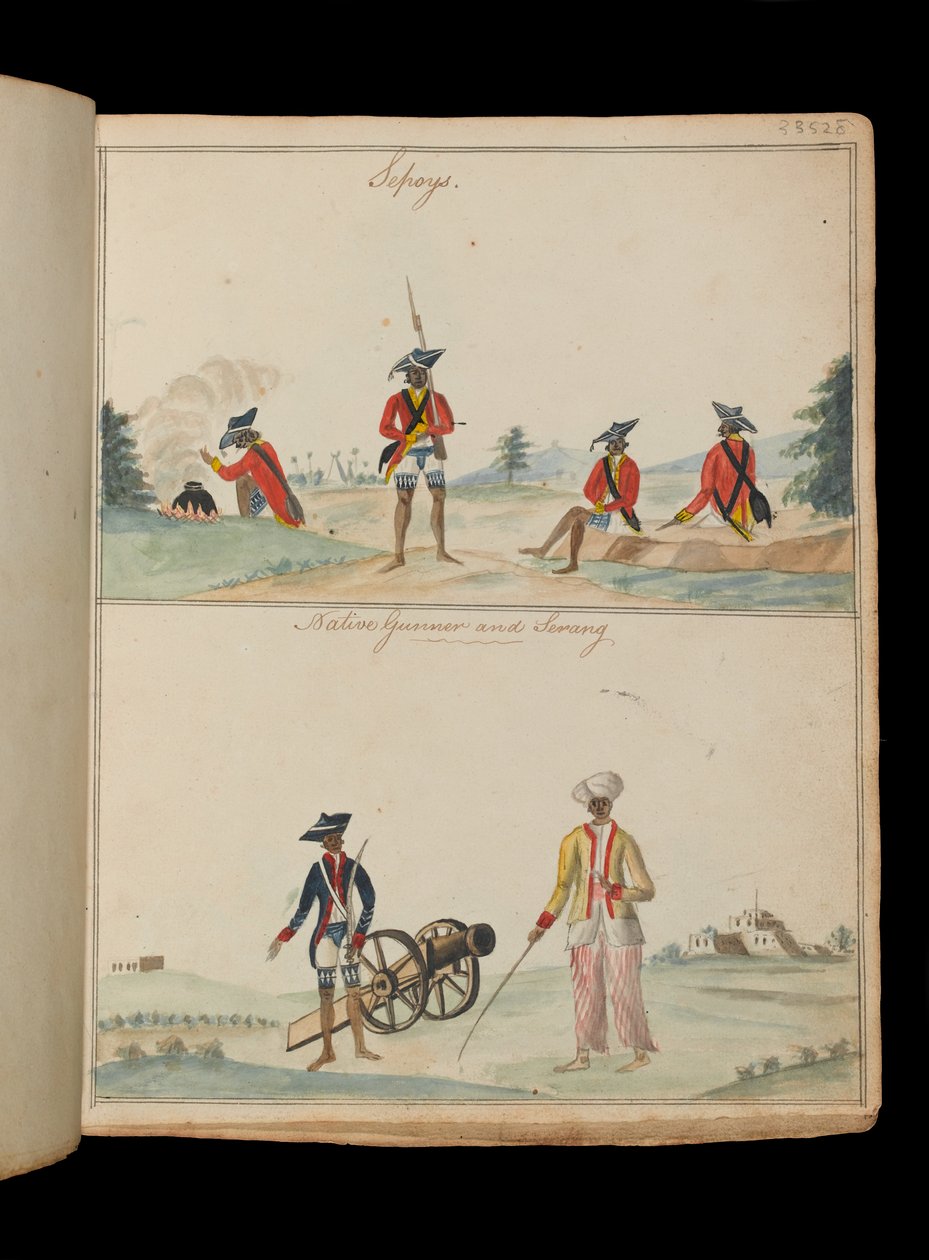 Sepoys, un artillero nativo y un serang (contramaestre) de Unknown artist