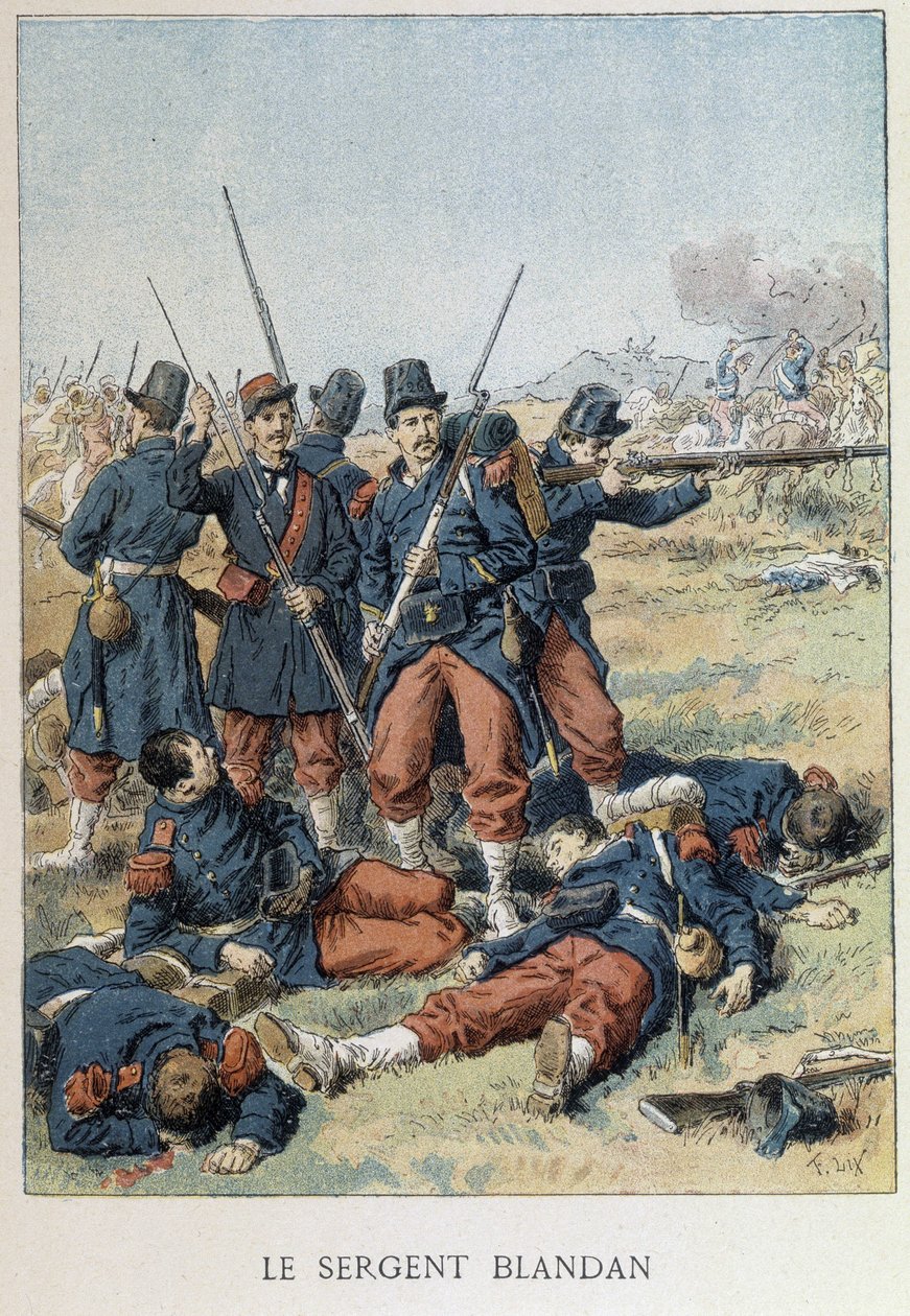 El sargento Blandan murió durante la conquista de Argelia en 1842 - en "Histoire de France" de Unknown artist
