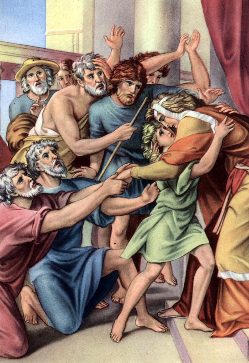 Conjunto de postales educativas bíblicas de los años 50 (impresión) de Unknown Artist