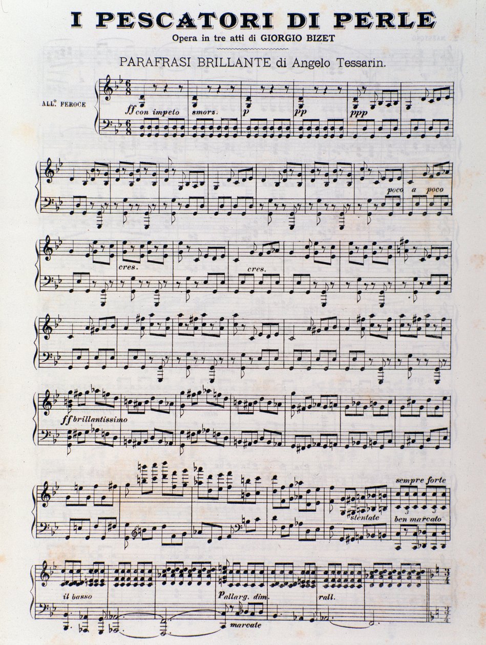 Página de la partitura de Los pescadores de perlas, ópera de Georges Bizet de Unknown artist
