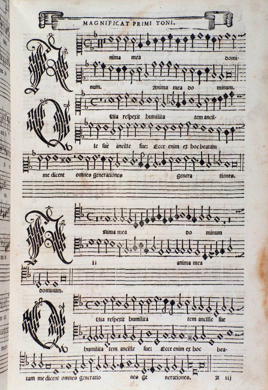 Página de partitura del Magnificat de Giovanni Animuccia de Unknown artist