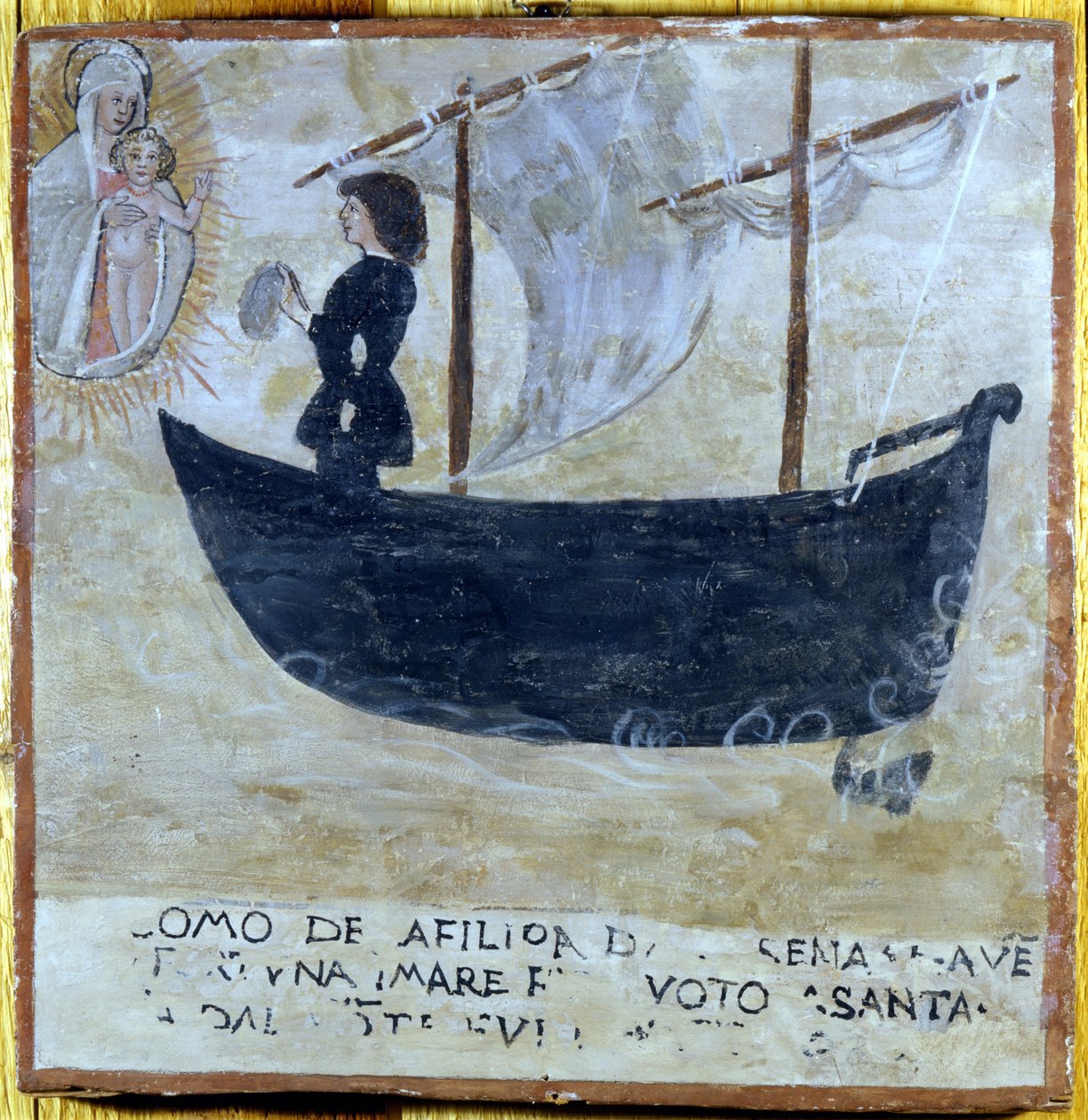 Barco salvado de la tormenta. Exvoto del siglo XVI del Santuario de la Madonna del Monte en Cesena (Forlì). de Unknown artist