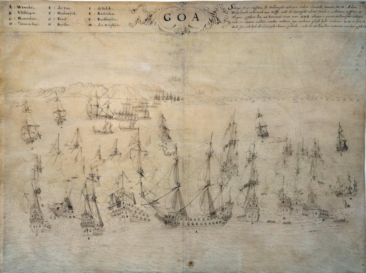 Sitio de Goa, colonia portuguesa, por la flota holandesa entre 1603 y 1639 de Unknown artist