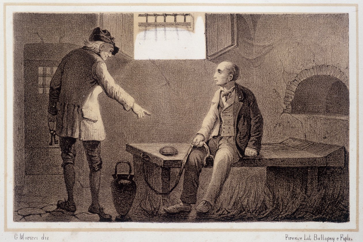 Silvio Pellico (1789 - 1854) transferido a la fortaleza de Spielberg (Spilberk) - en 