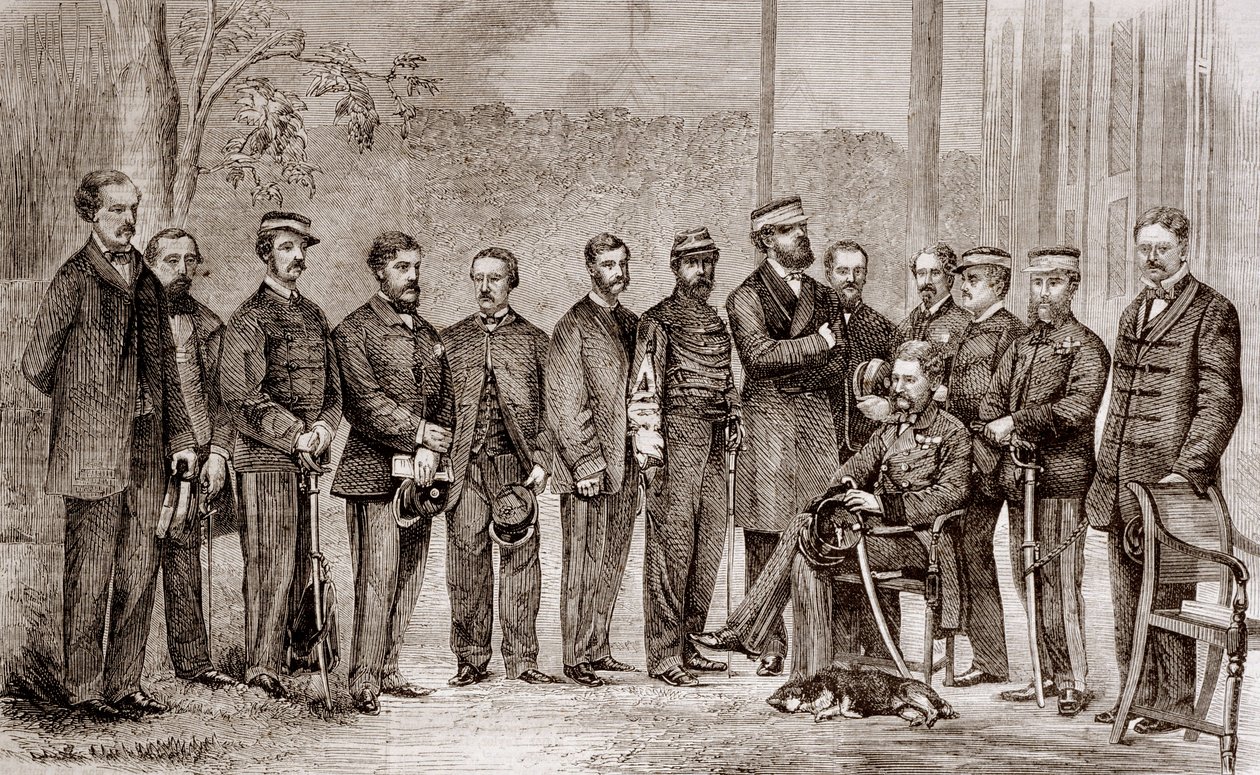 Sir James Hope Grant (1808-1875), un soldado británico y su personal durante la Segunda Guerra del Opio, que duró de 1856 a 1860 de Unknown artist