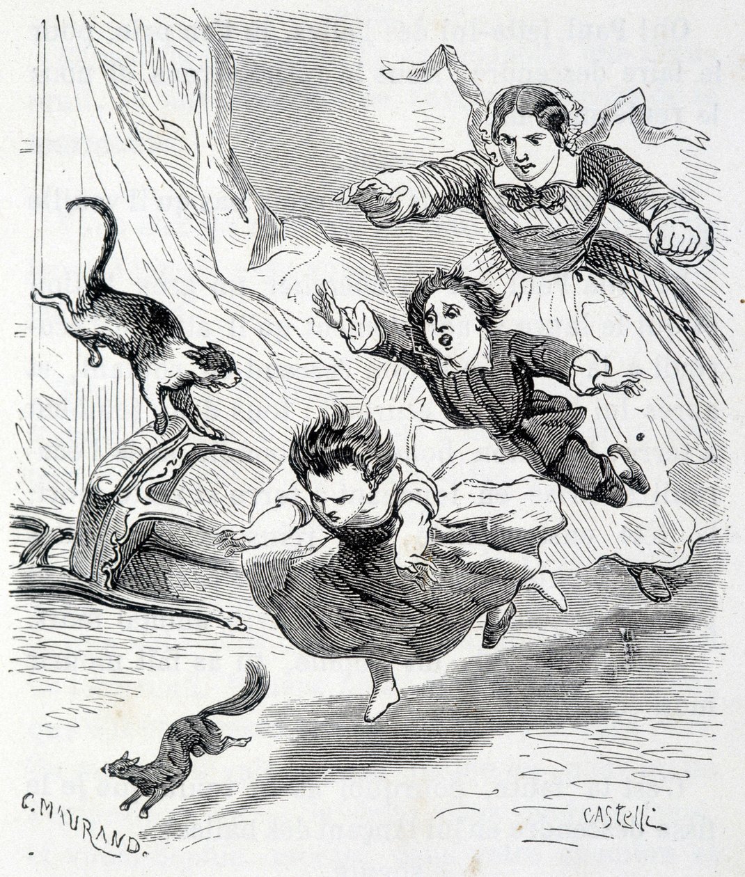Sophie y la ardilla - en “Las desventuras de Sophie” por la Condesa de Ségur, Hachette de Unknown artist