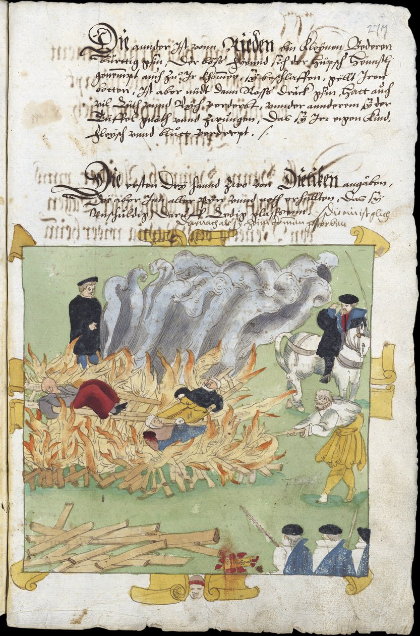 Quema de tres brujas en Baden el 4 de noviembre de Unknown artist