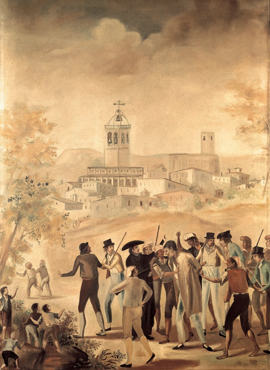 Guerra de Independencia Española (1808-1814): arresto de un ciudadano francés cerca de Manresa, pintura anónima de Unknown artist