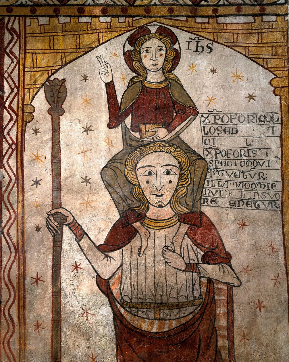 San Cristóbal llevando al Niño Jesús, c.1285 (fresco) de Unknown artist
