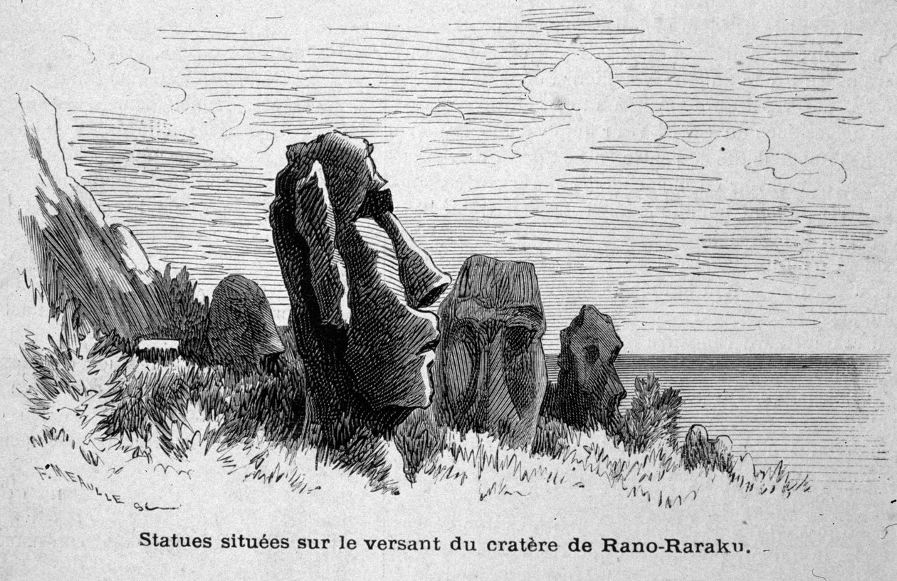 Estatuas ubicadas en la Isla de Pascua (Rapa Nui), Polinesia. de Unknown artist