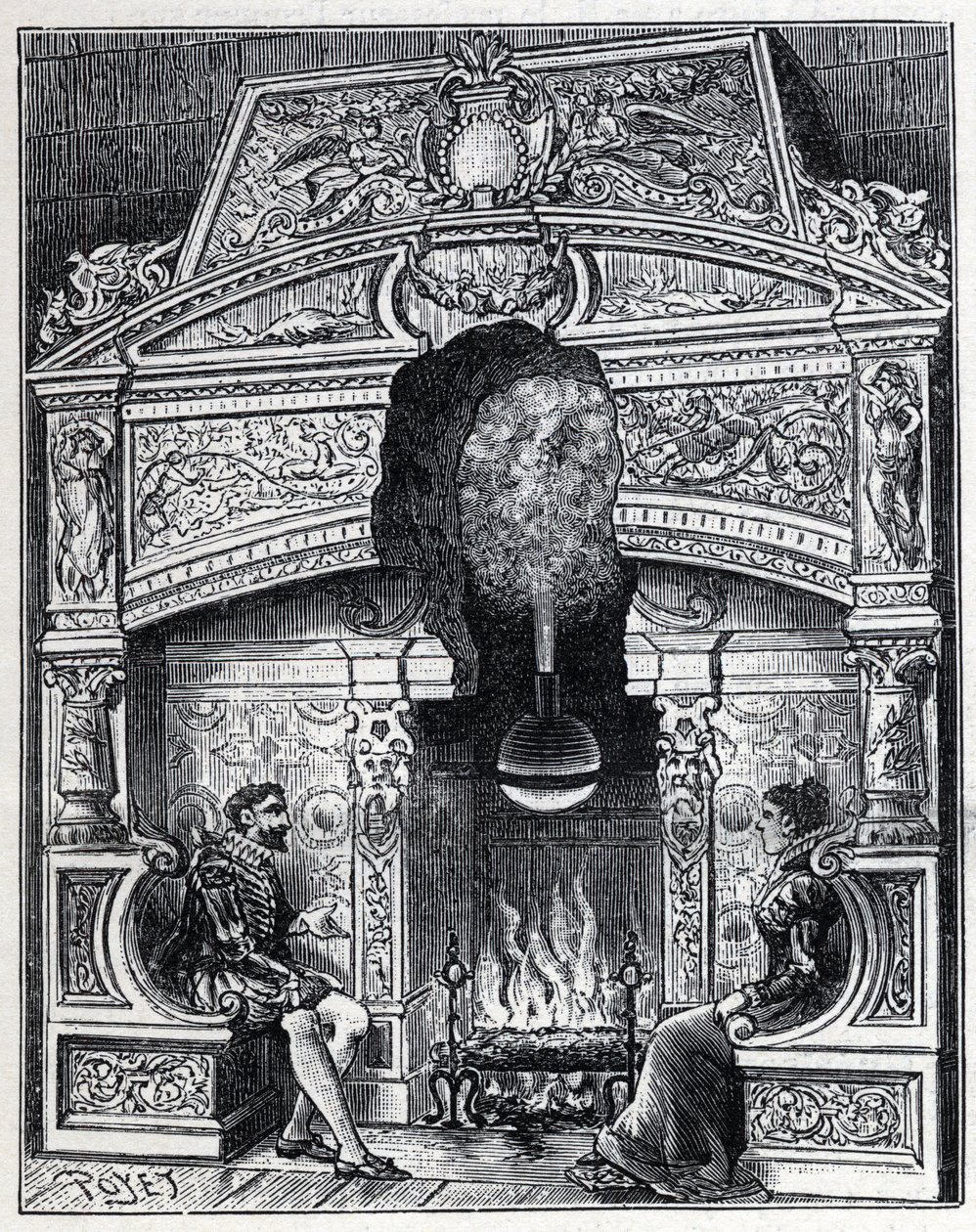 Calor de vapor y solar: Chimenea de Eolipila, sistema de máquina de vapor y reacción diseñado originalmente por Herón de Alejandría (80 a.C.). de Unknown artist