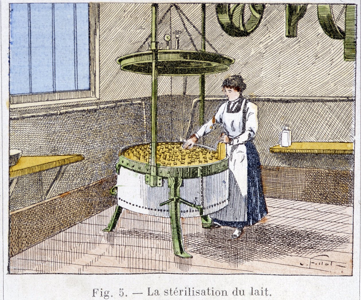 Esterilización de la leche - grabado, finales del siglo XIX de Unknown artist