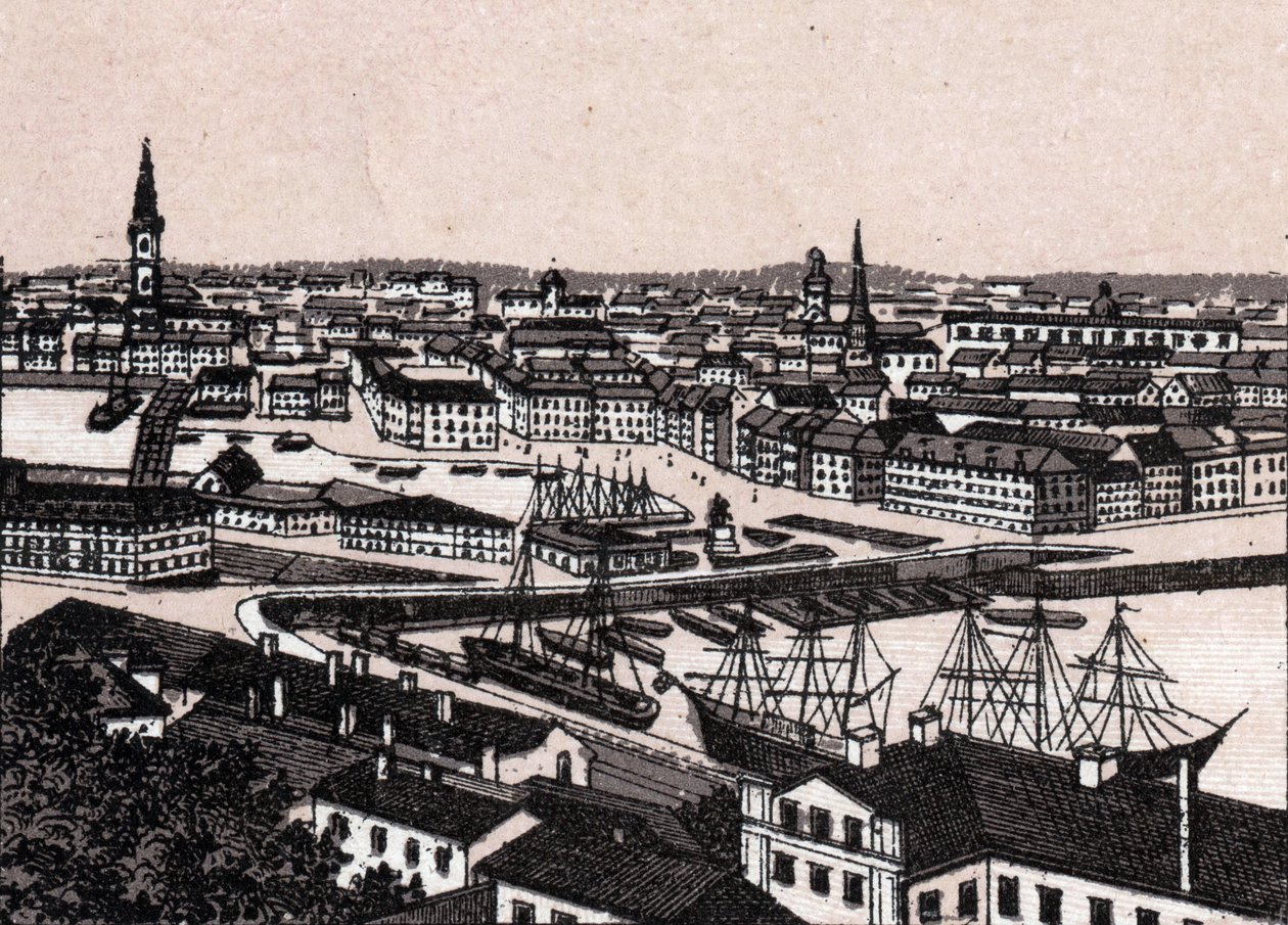 Estocolmo, Suecia: vista de la ciudad (Vista General). en "El mundo ilustra 168 vistas" Sin fecha (finales del siglo XIX) de Unknown artist