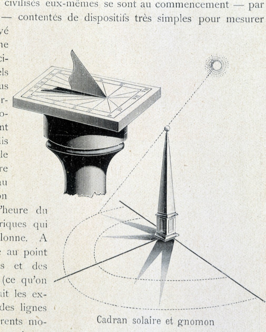 Reloj de sol y gnomon (siglo XVII) - grabado en "The universe and humanity" por Kraemer de Unknown artist