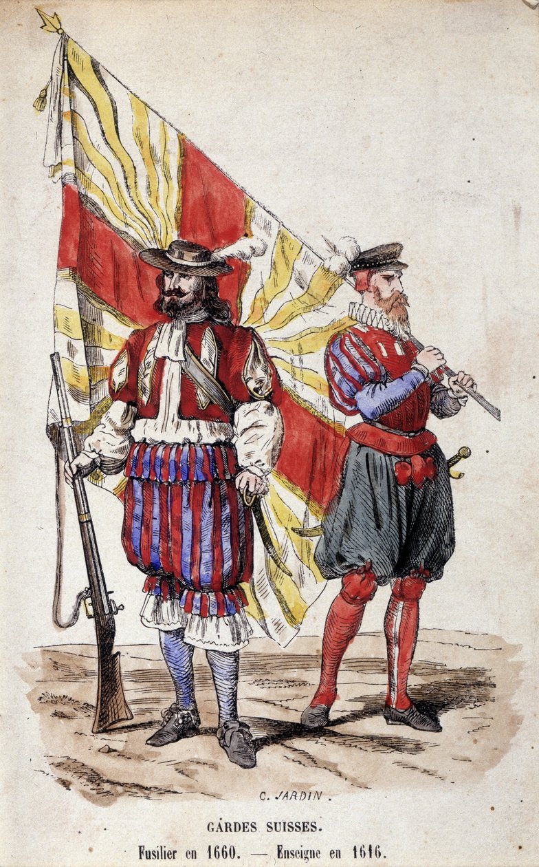 Guardias Suizos: Fusilero en 1660 y Alférez en 1616 de Unknown artist