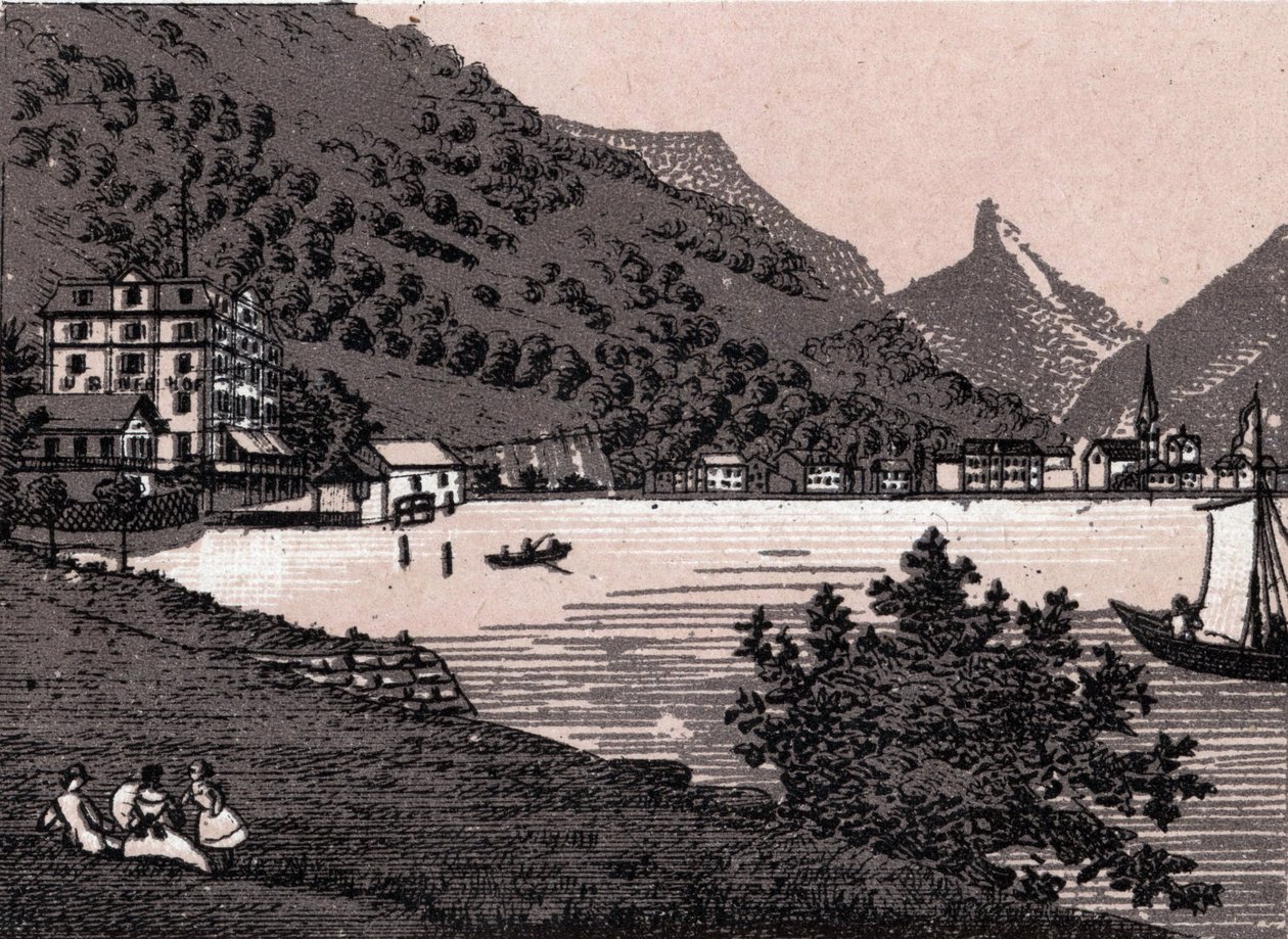Suiza: vista de la ciudad de Fluelen. en "El mundo ilustrado 168 vistas" Sin fecha (finales del siglo XIX) de Unknown artist