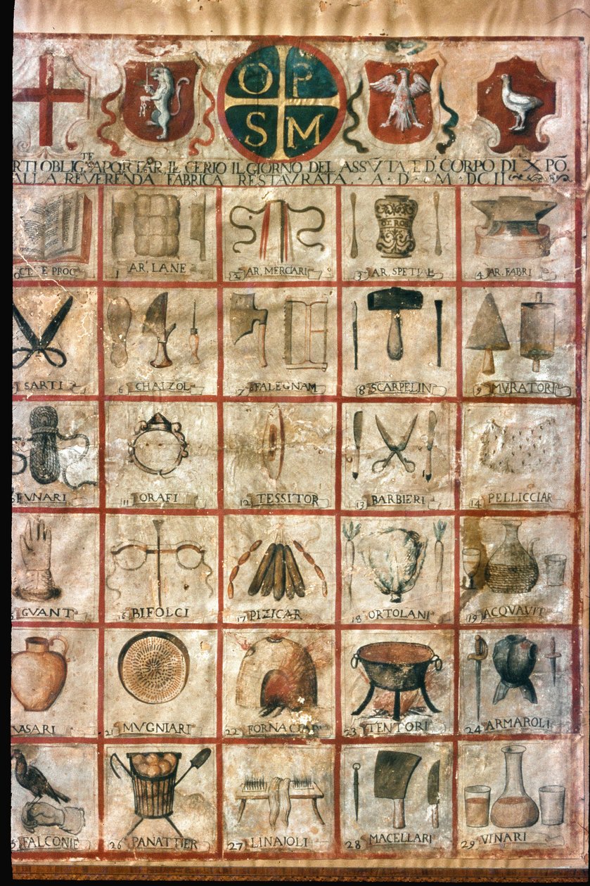Símbolos de las artes en la ciudad. Mesa de la corporación de Unknown artist