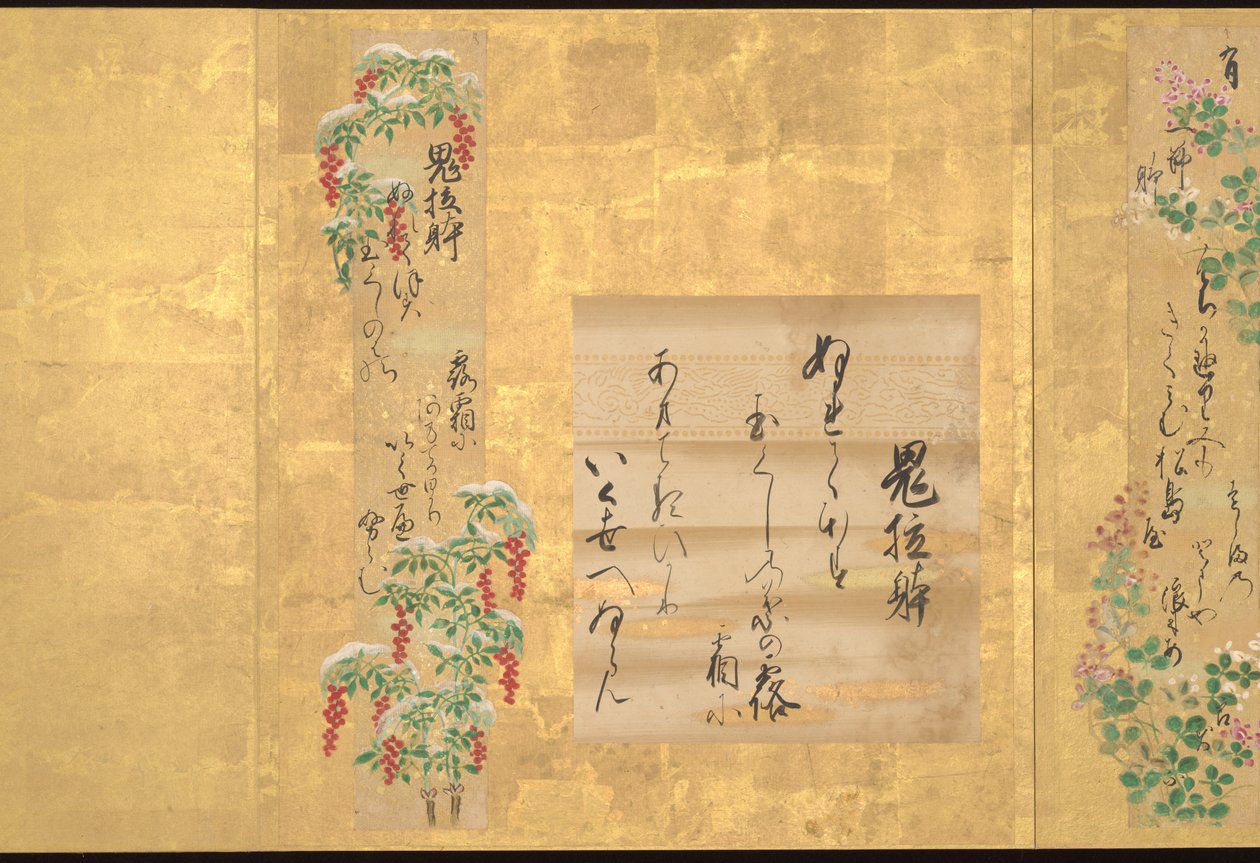 Diez estilos de poesía japonesa de Teika, principios del siglo XVIII (álbum de diez hojas; tinta y color sobre papel) de Unknown Artist
