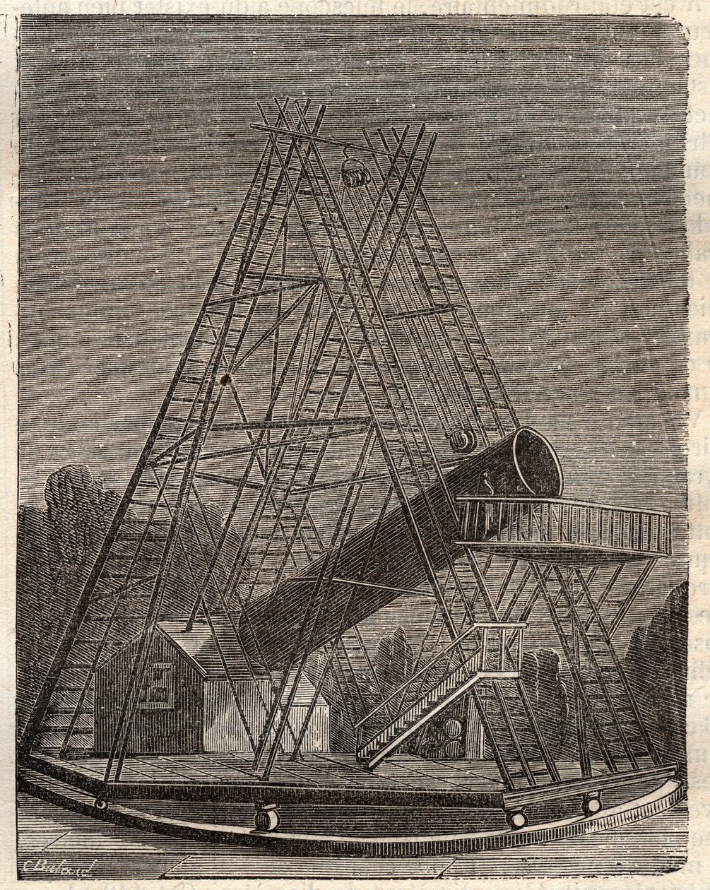 Telescopio de William Herschel (Friedrich Wilhelm Herschel) de Unknown artist