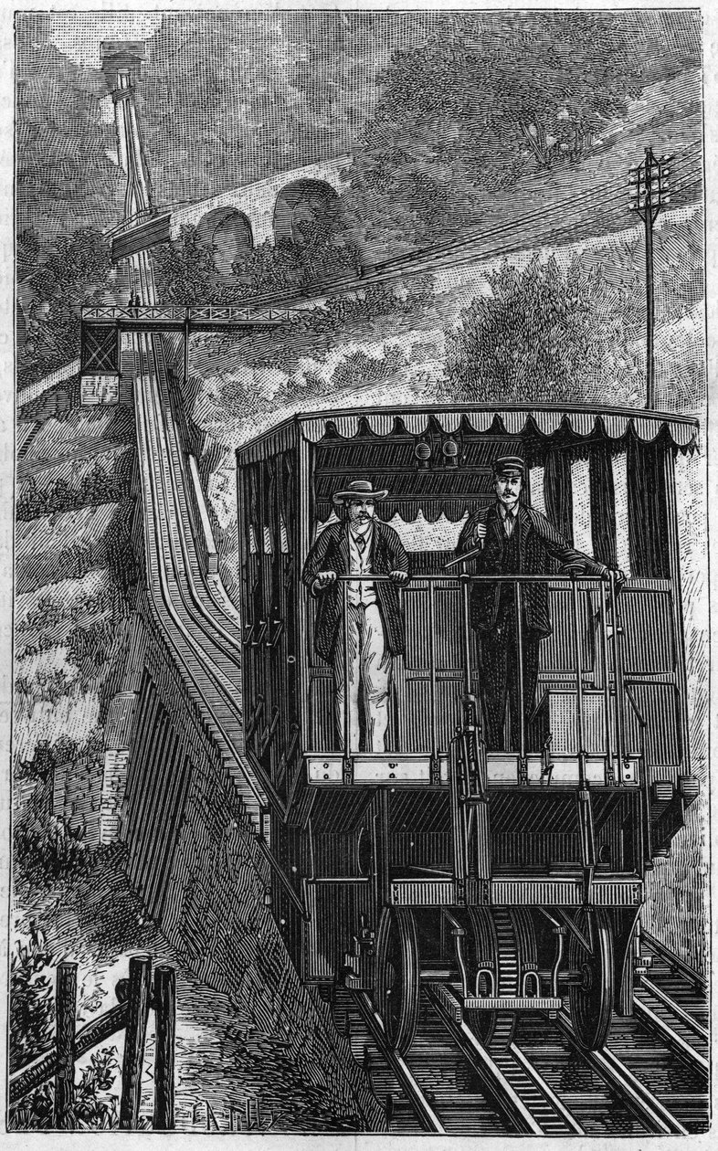 Ferrocarril Territet Glion. Línea Glion en Suiza en 1884. de Unknown artist