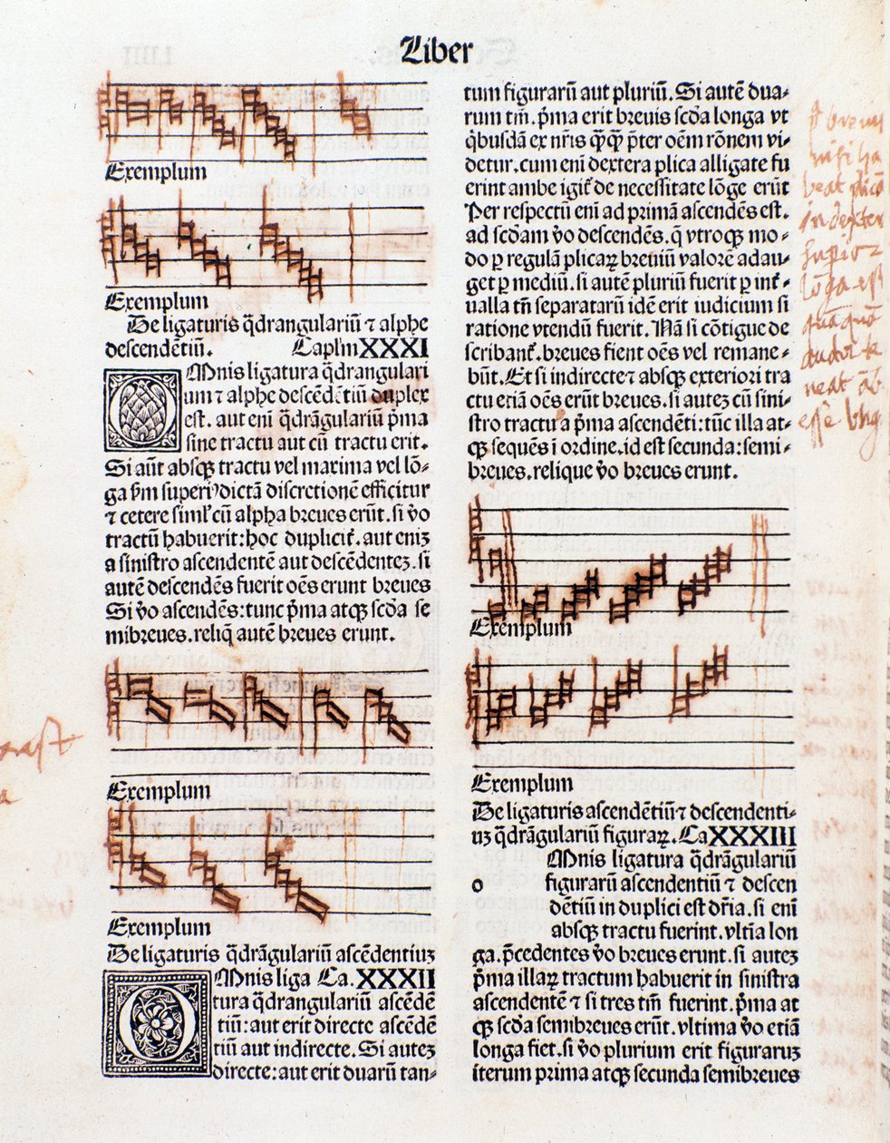Página de texto y anotaciones manuscritas de El arte de la música de Guillaume Despuig de Unknown artist