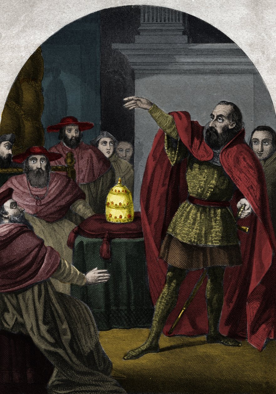 El antipapa Juan XXIII (Antipapa Giovanni 23) (1410-1415) (Baldassarre Cossa) fue proclamado pontífice soberano por el Concilio de Pisa en 1410. Grabado de 1842 en "Historia de los papas" de Maurice Lachatre. Colección privada. de Unknown artist