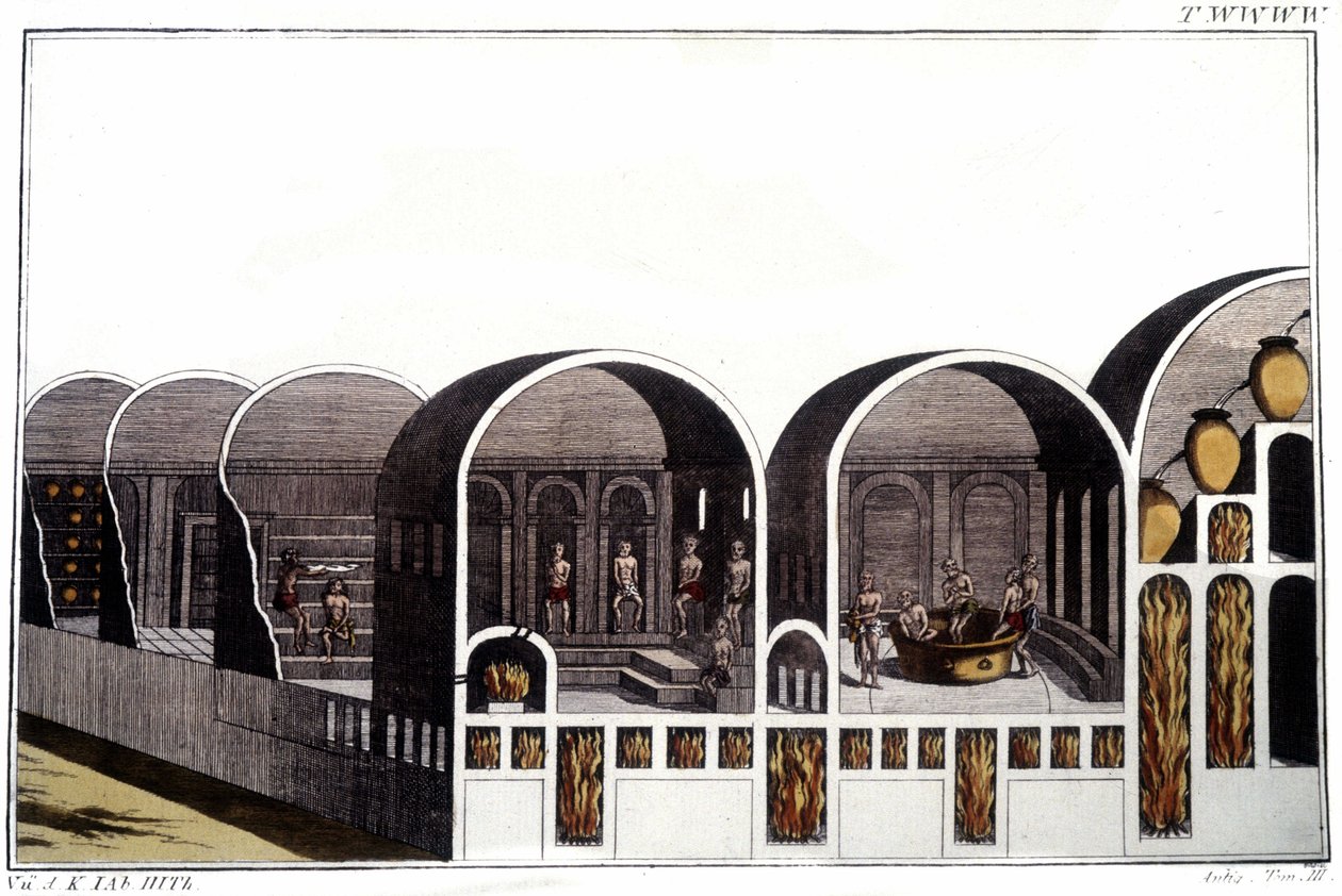 Los Baños de Caracalla en Roma. Grabado de principios del siglo XIX de Unknown artist