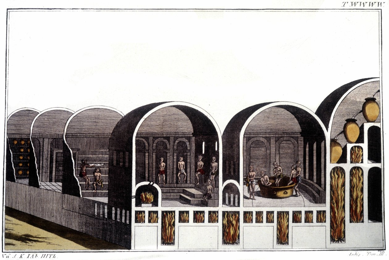 Los baños de Caracalla en Roma (grabado del siglo XIX) de Unknown artist