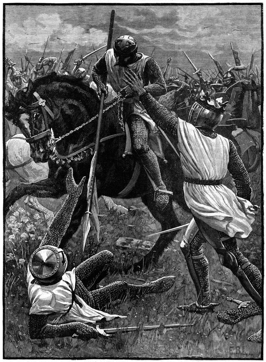 La batalla de Evesham, 4 de agosto de 1265. (c1800). Evesham marcó el final de la Segunda Guerra de los Barones. Las fuerzas realistas dirigidas por el príncipe Eduardo (Eduardo I) derrotaron a Simón de Montfort (c1208-1265), que fue asesinado en la batall de Unknown artist