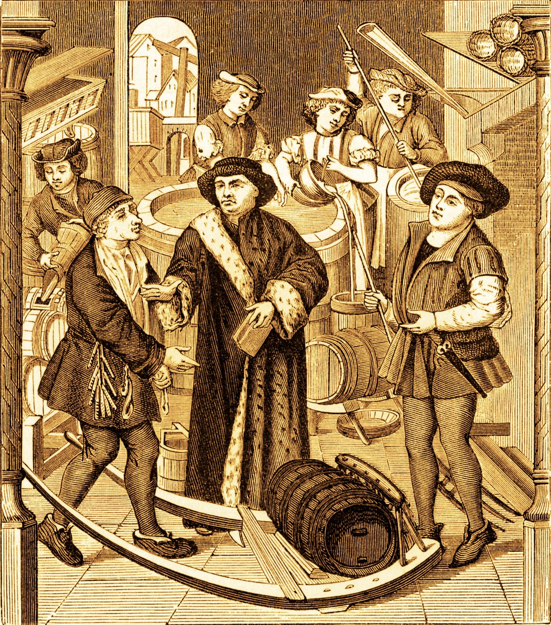 El obispo de Tournai recibiendo el diezmo de la cerveza en tournai de Unknown artist
