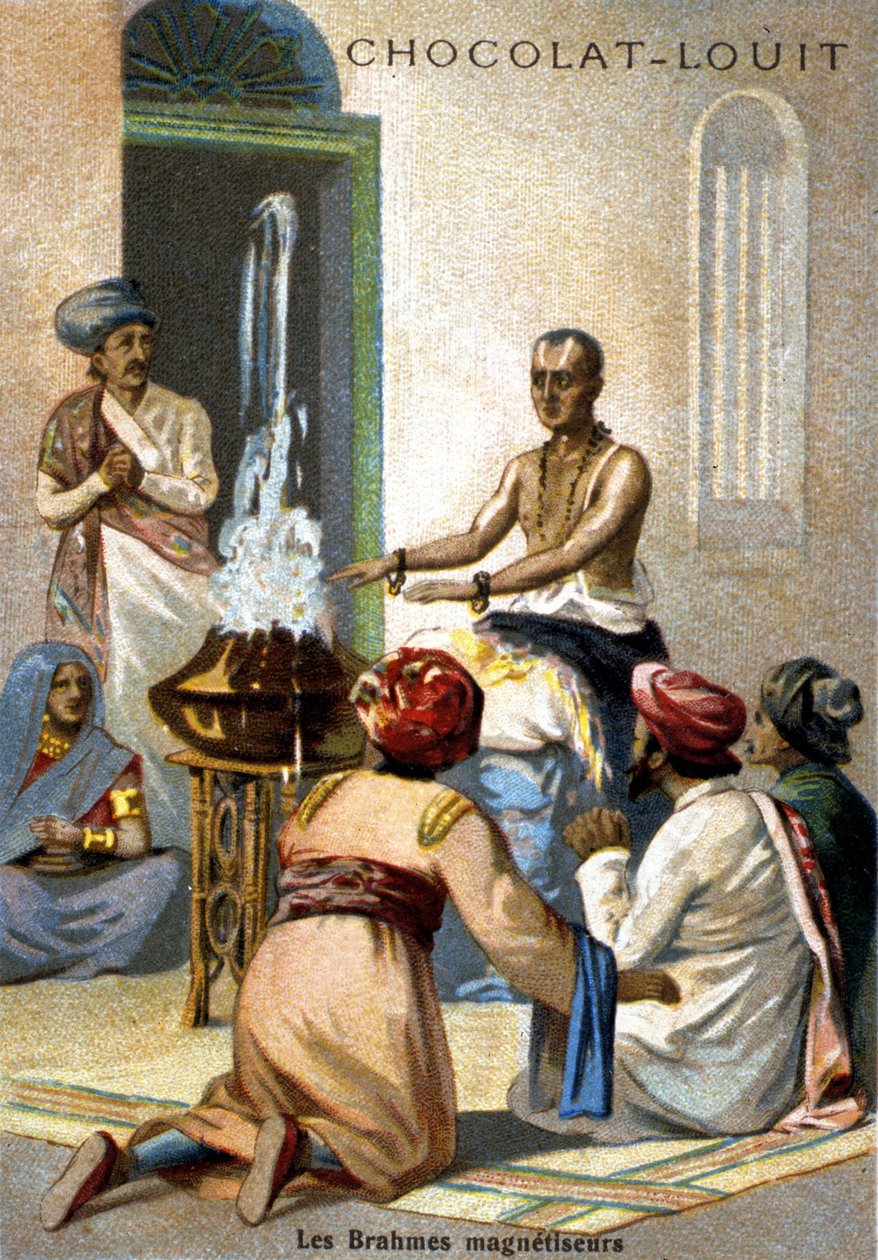 Los magnetizadores brahmanes. Cromolitografía de finales del siglo XIX. de Unknown artist