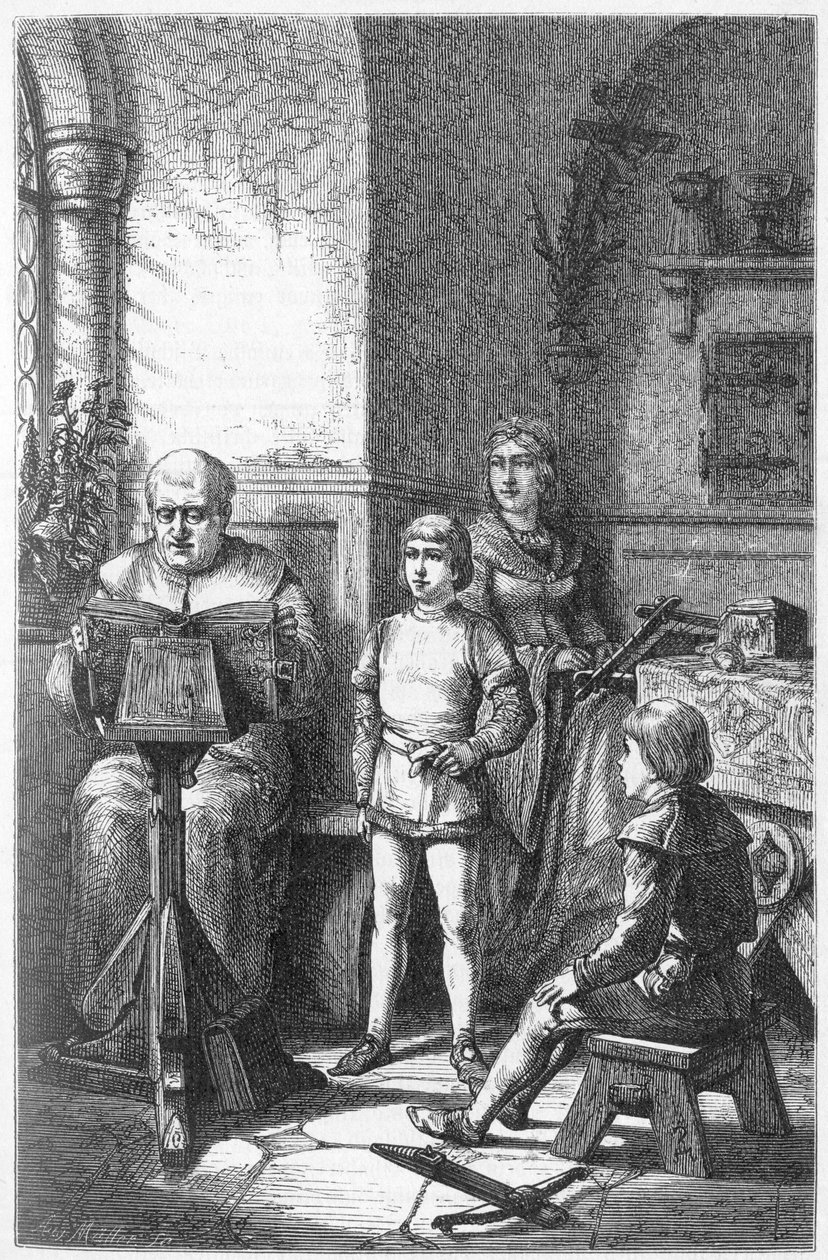 El obispo Constance lee la historia alemana en Conrad, conocido como Conradin de Hohenstaufen (1252-1268) y Federico I de Baden-Baden de Unknown artist